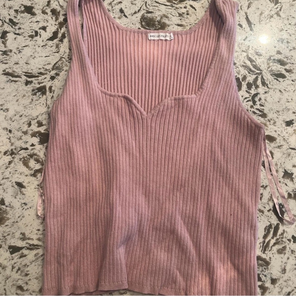 Avec Les Filles Mauve Ribbed Tank Top